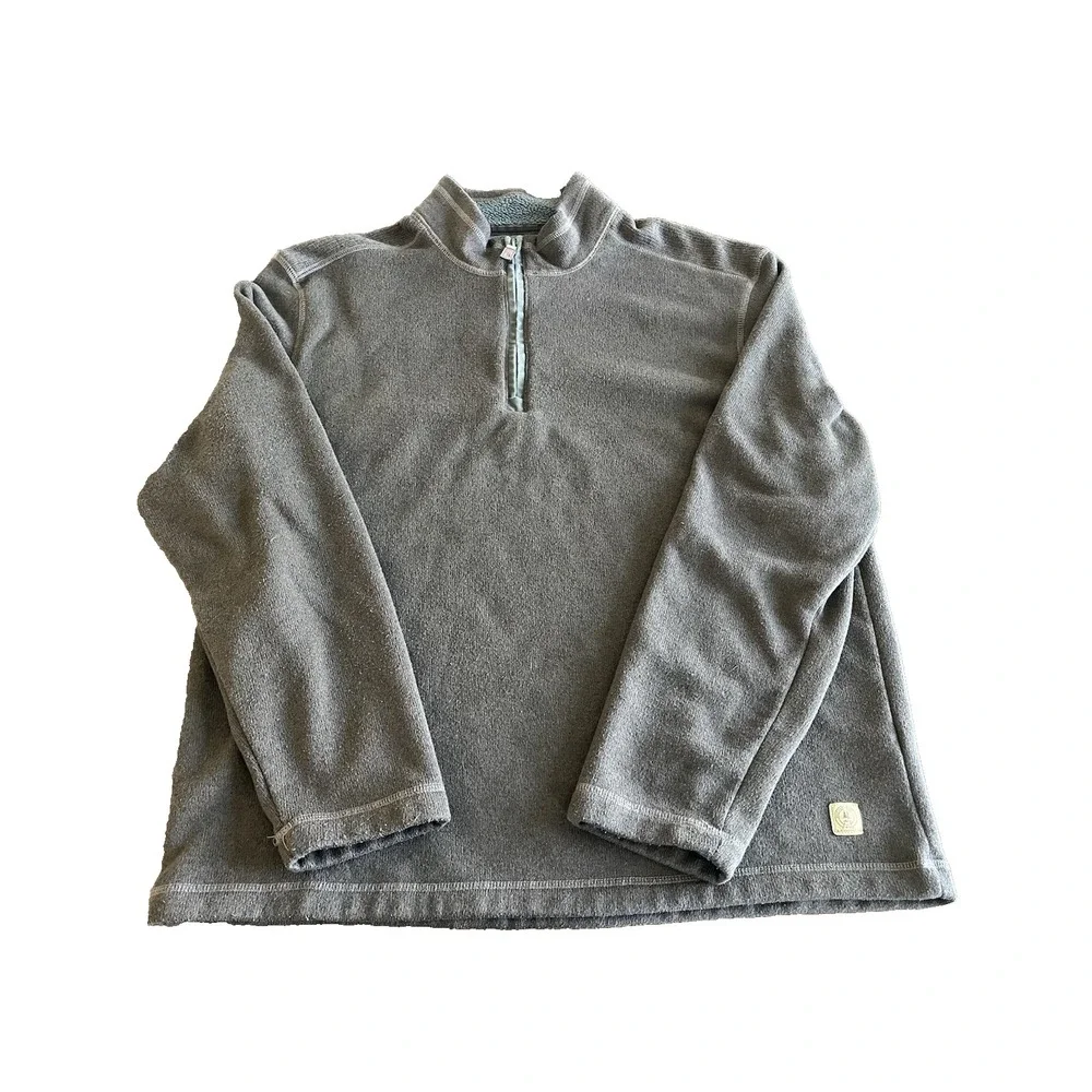 G.H. Bass & Co Men's Quarter Zip Fleece‎ Pullover Polyester Brown Size XXL 2XL
